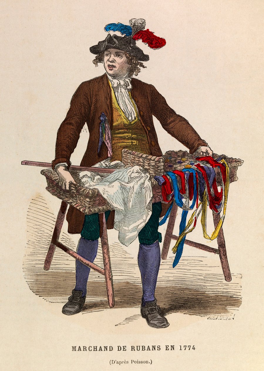 En bandhandlare 1774/Ribbon Seller 1774 - privat samling av Anonymous Anonymous