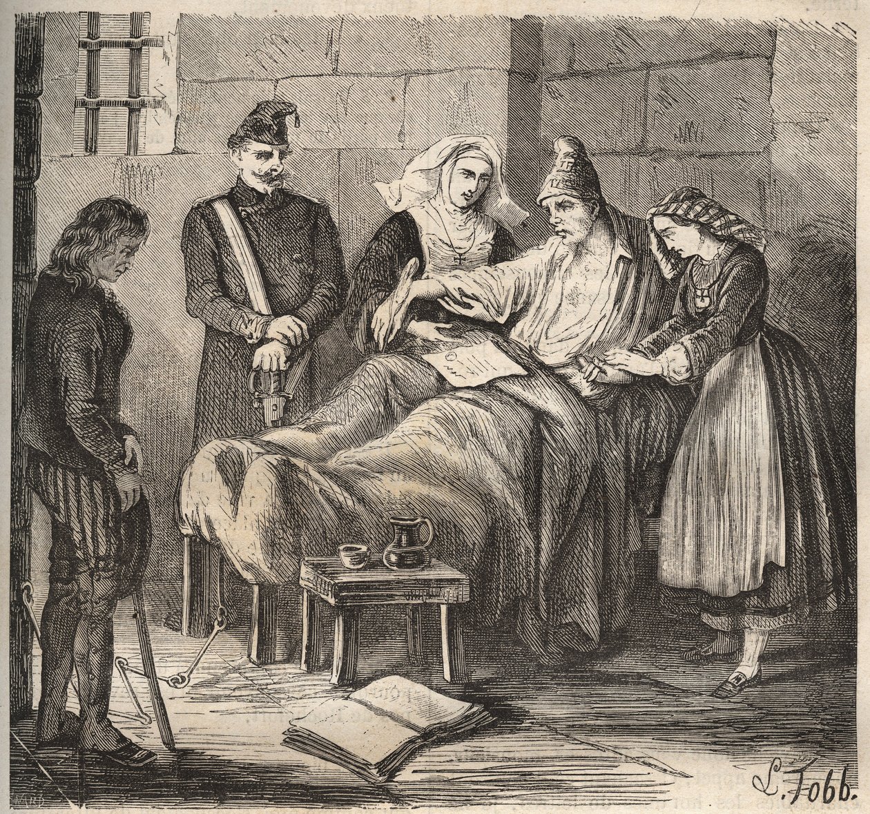 Ett bröllop på Rochefort bagne på 1800-talet. Gravyr i "Fångarnas historia från deras skapelse till idag" (1877) av Pierre Zaccone (1817-1895) (Colonia Penale - Straffkoloni). Privat samling. av Anonymous Anonymous