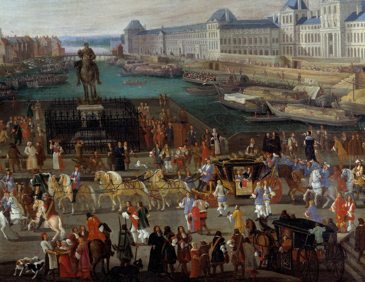 Aktiviteter och passage på Pont Neuf i Paris Anonym målning från 1600-talet. Paris, Musée d