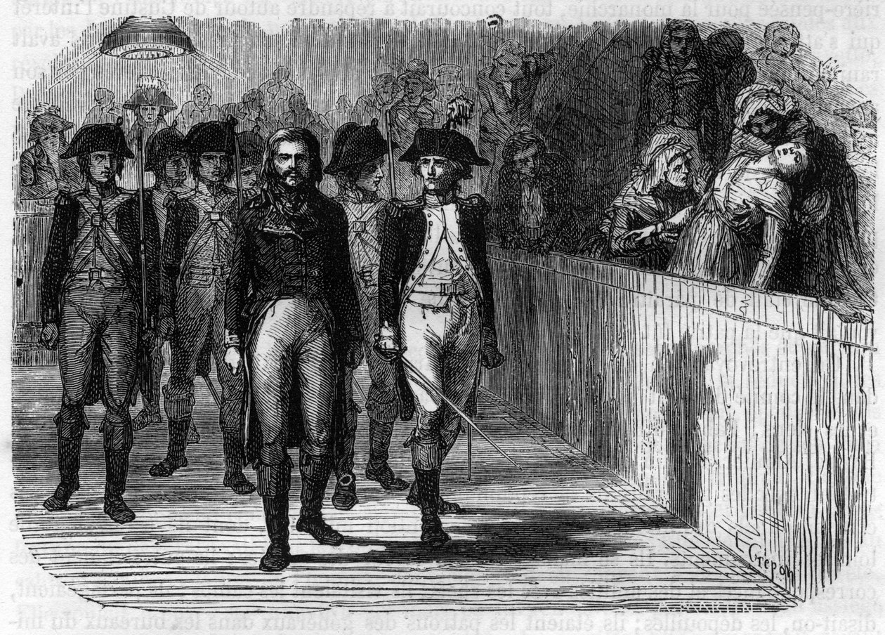 Adam Philippe de Custine (1740-1793) general francais inför revolutionsdomstolen 1793 - Gravyr i "Histoire des Girondins" av Alphonse de Lamartine (1790-1869) 1865-1866 - Privat samling av Anonymous Anonymous