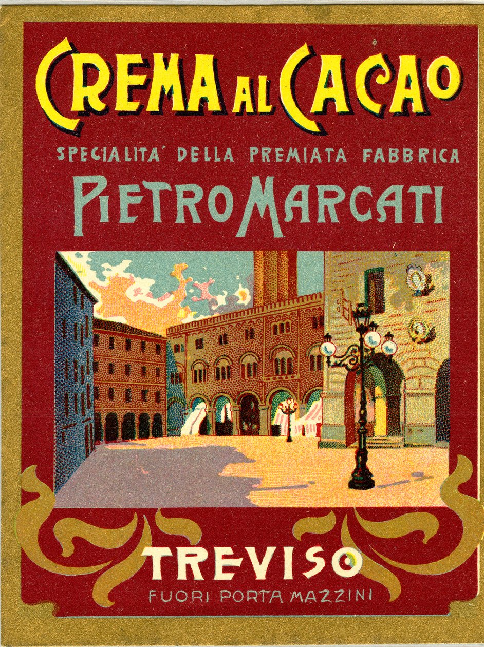 Annons för kakaokräm Marcati från Treviso (Chromolithography) av Anonymous Anonymous