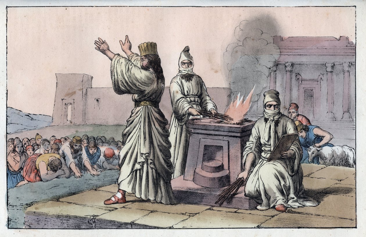 Forntida persisk civilisation: magiker, officiella präster och lärjungar av Zarathoustra (gamla orienten, perser: magiker) - gravyr från "" Seder och seder för alla folk i universum. Det är historien om regeringen, lagarna, milisen, religionen av Anonymous Anonymous