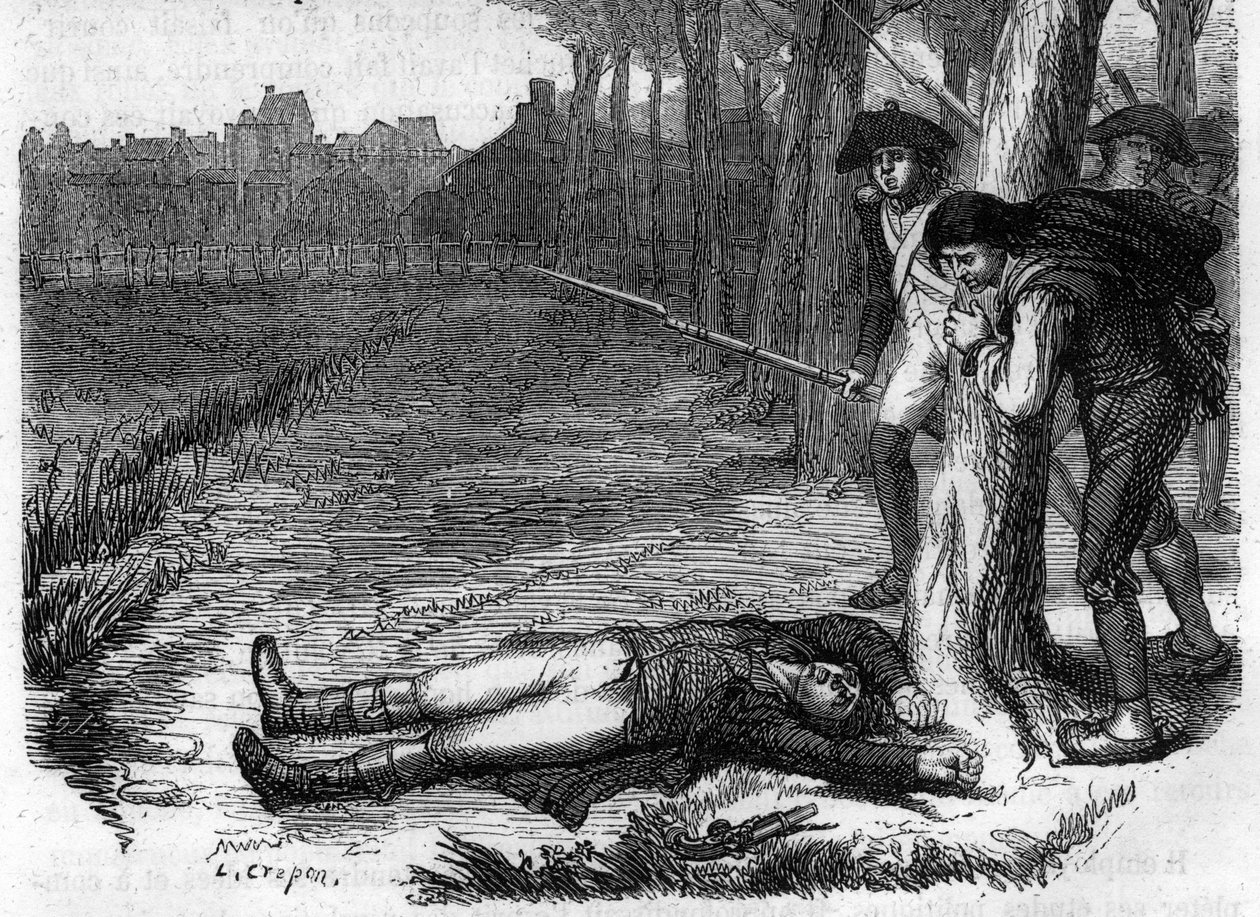 Arrestering av Charles Jean Marie Barbaroux (1767-1794), fransk politiker 1793 - Gravyr i "Histoire des Girondins" av Alphonse de Lamartine (1790-1869) 1865-1866 - Privat samling av Anonymous Anonymous
