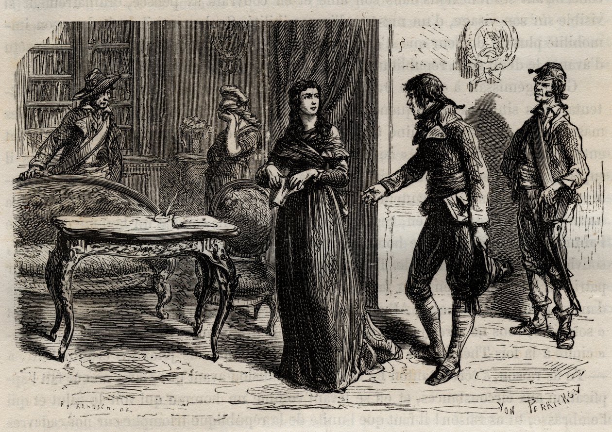 Arresterad av Madame Roland den 1 juni 1793 i Paris - arresterad av Madame Roland (Manon Roland, född Jeanne Marie Philippon). av Anonymous Anonymous