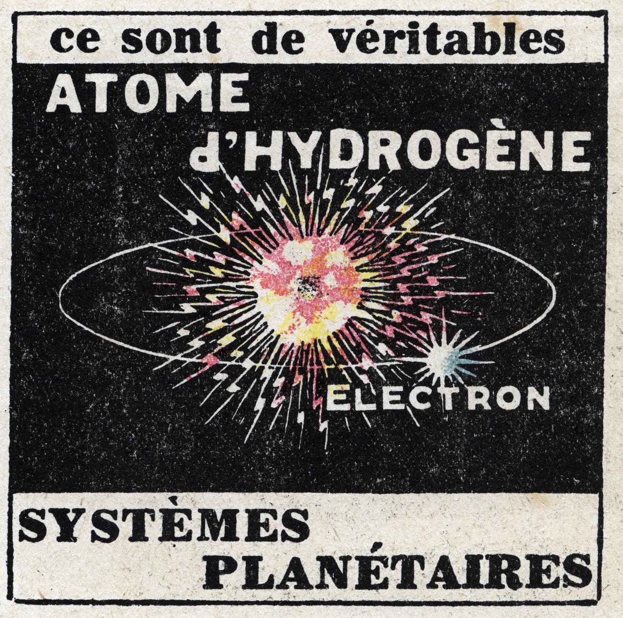 Atom och vetenskap: Väteatom. Anonym illustration från 1925. Privat samling. av Anonymous Anonymous