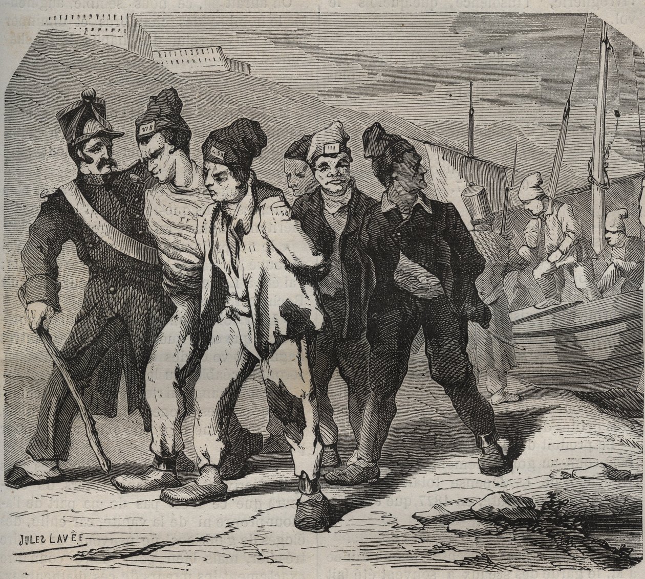 Belle-Ile-en-Mer (vacker ö vid havet) på 1800-talet. Gravyr i "Historia om fängelserna från deras tillkomst till våra dagar" (1877) av Pierre Zaccone (1817-1895) (Colonia Penale - Straffkoloni) av Anonymous Anonymous