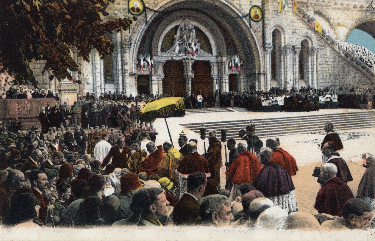 Välsignelse till de sjuka framför radbandet i Lourdes - Hautes Pyrenees (65) omkring 1900. av Anonymous Anonymous