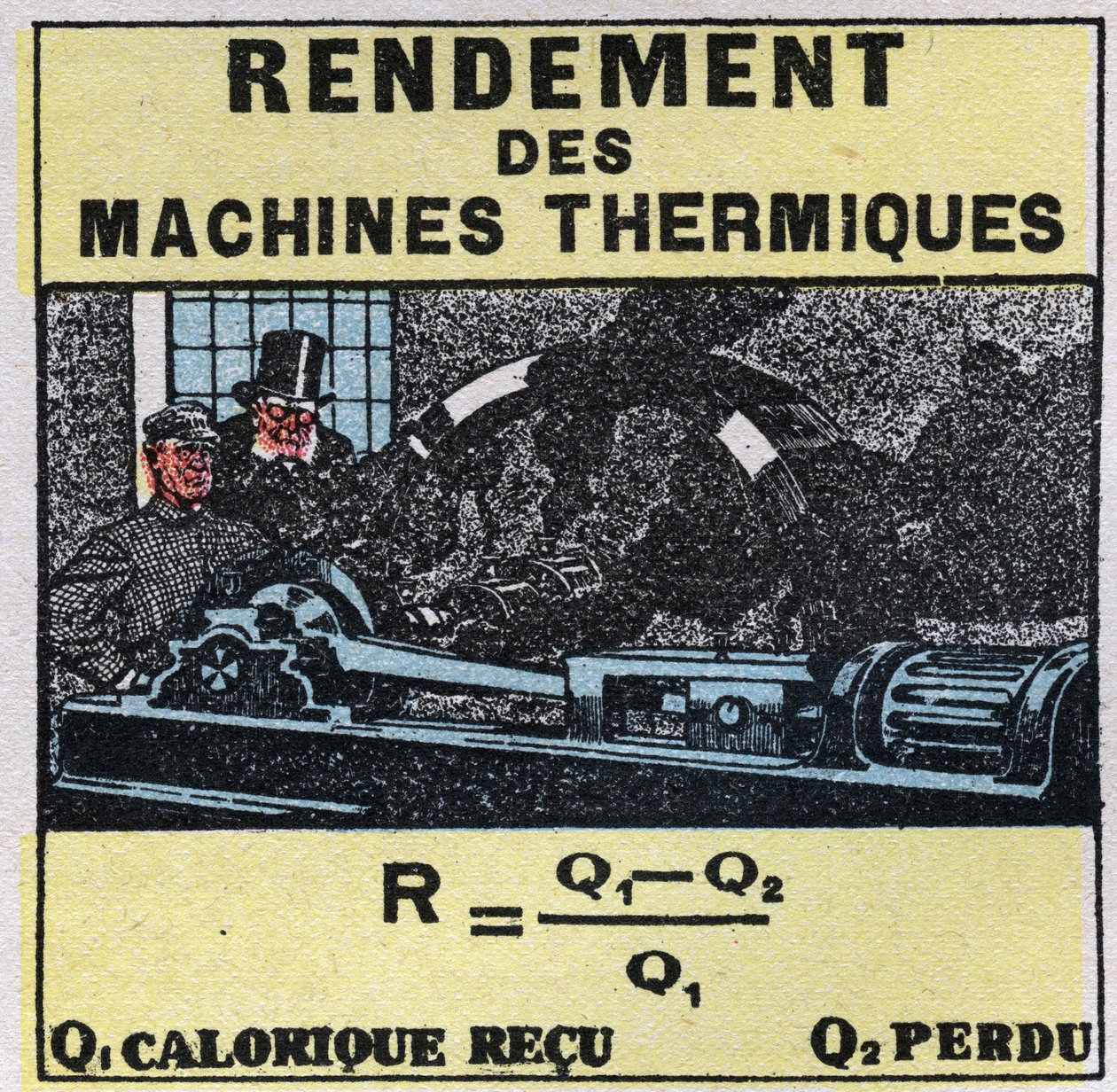 Kalorimetri: effektivitet hos termiska maskiner. Anonym illustration av 1925. Privat samling. av Anonymous Anonymous