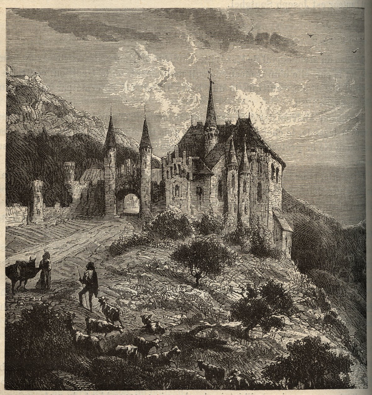 Chateau du Montet - Vandoeuvre-les-Nancy - Lorraine - gravyr i "" PATRIE" - PECTUREQUIREQUE BESKRIVNING AV FRANKRIKE I 6 VOLYER AV LUCIEN HUARD - slutet av 1800-talet av Anonymous Anonymous