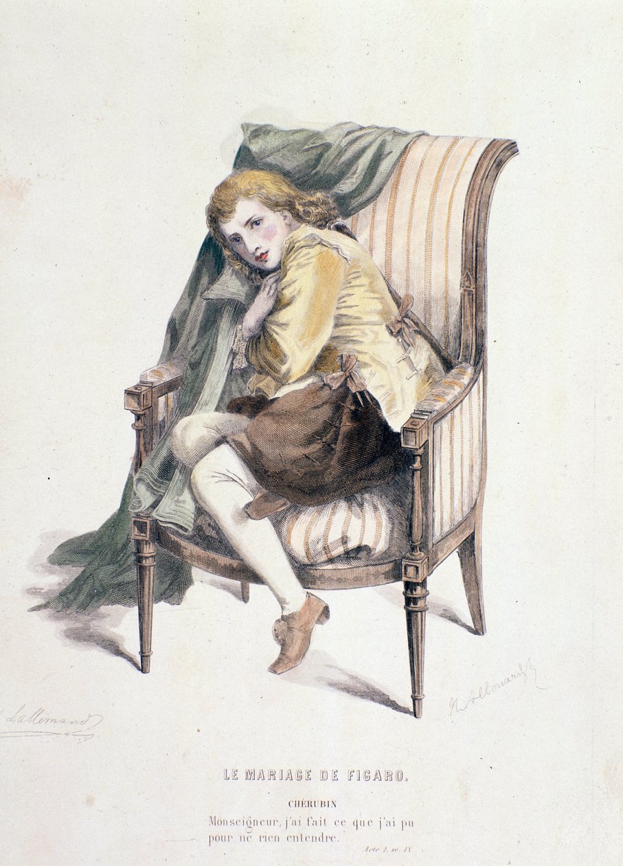 Cherubino-karaktär i Figaros bröllop, opera av Mozart (1837) av Anonymous Anonymous