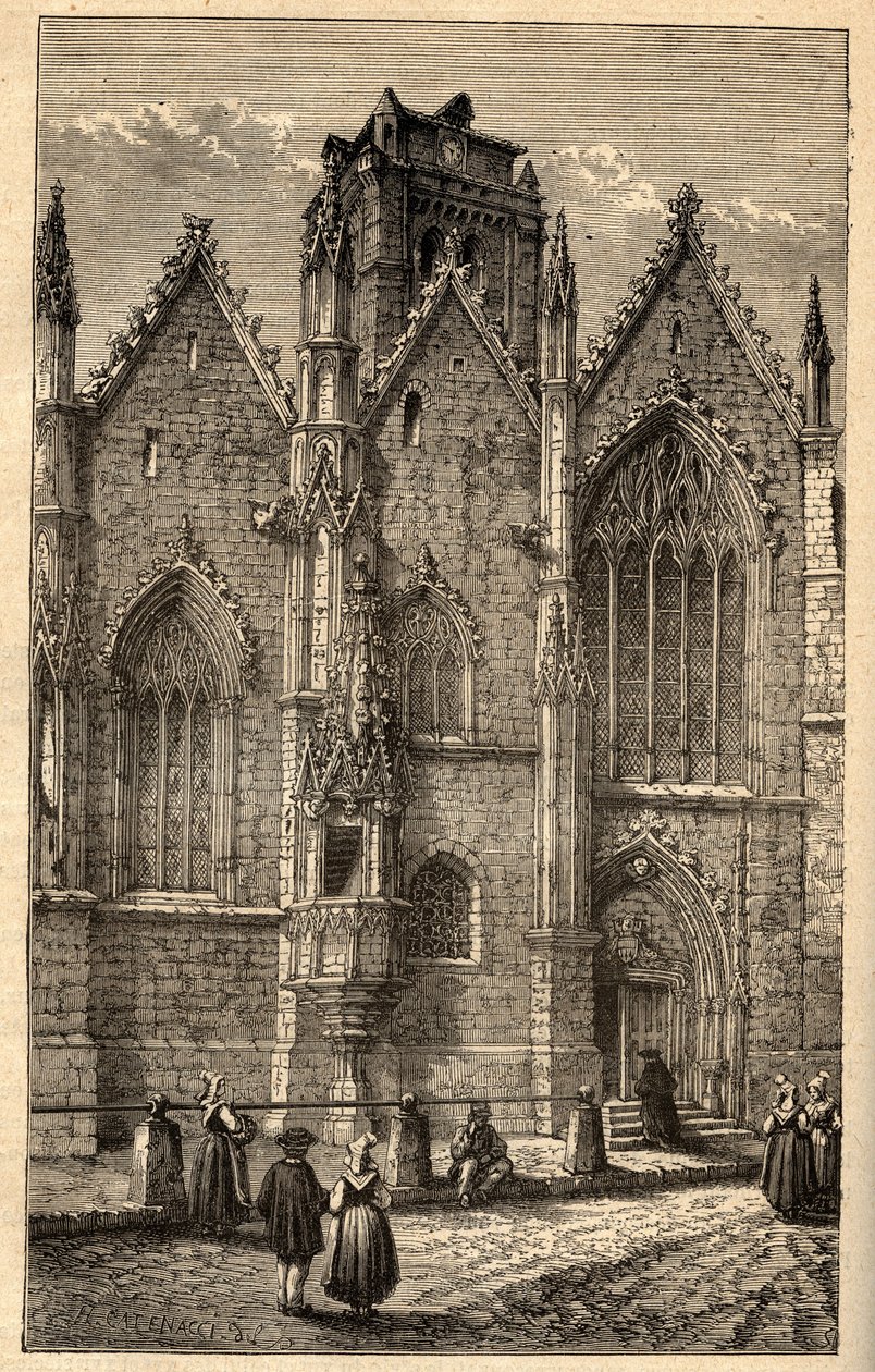 Kyrkan Notre-Dame (Notre Dame) av glas - Glas (Ille-et-Vilaine) - gravyr i "" PATRIE" - PACUREQUIREQUE BESKRIVNING AV FRANKRIKE I 6 VOLURES AV LUCIEN HUARD - slutet av 1800-talet av Anonymous Anonymous