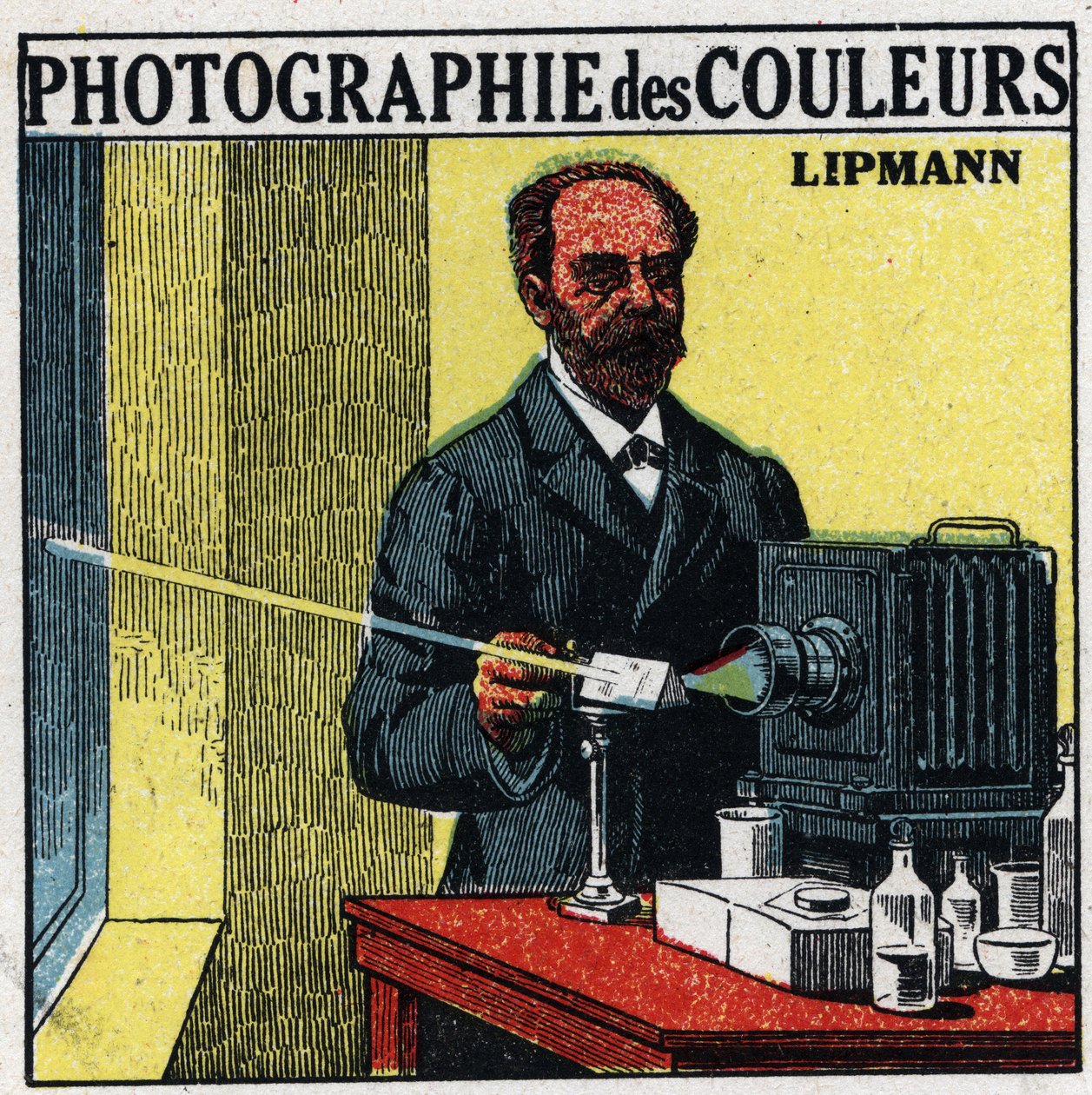 Färgfotografi: processen som uppfanns av Gabriel Lippmann (1845-1921) 1891. Anonym illustration från 1925. Privat samling. av Anonymous Anonymous