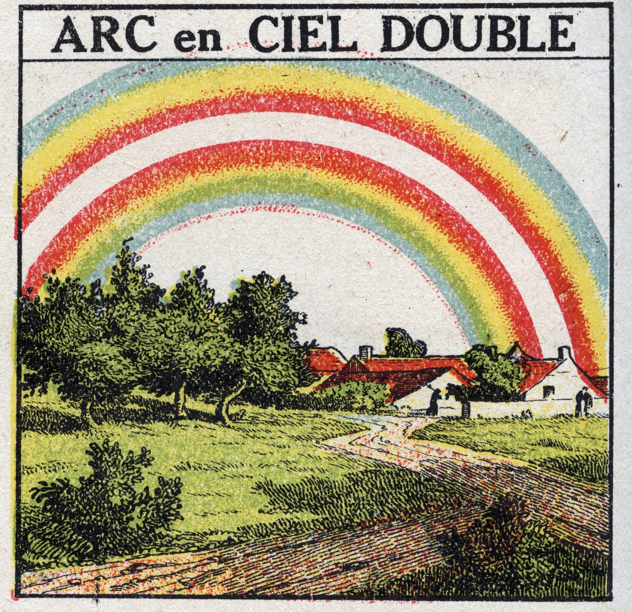 Färger: dubbel regnbåge. Anonym illustration av 1925. Privat samling. av Anonymous Anonymous