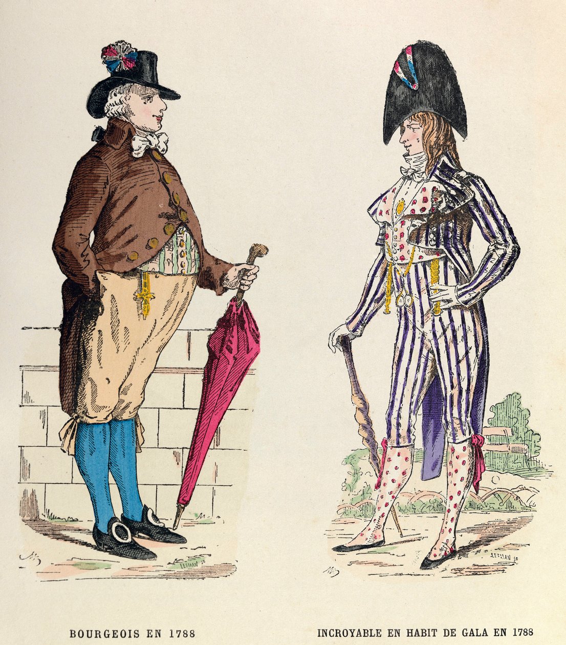 Kostym av en borgerlig och en otrolig i galaklänning 1788 - privat samling av Anonymous Anonymous