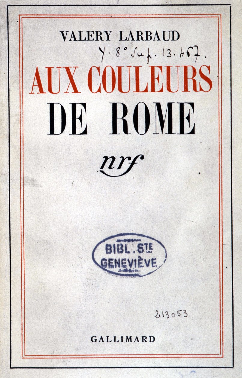 Omslag till "" In the Colours of Rome"" av Valéry Larbaud, Paris, Gallimard av Anonymous Anonymous