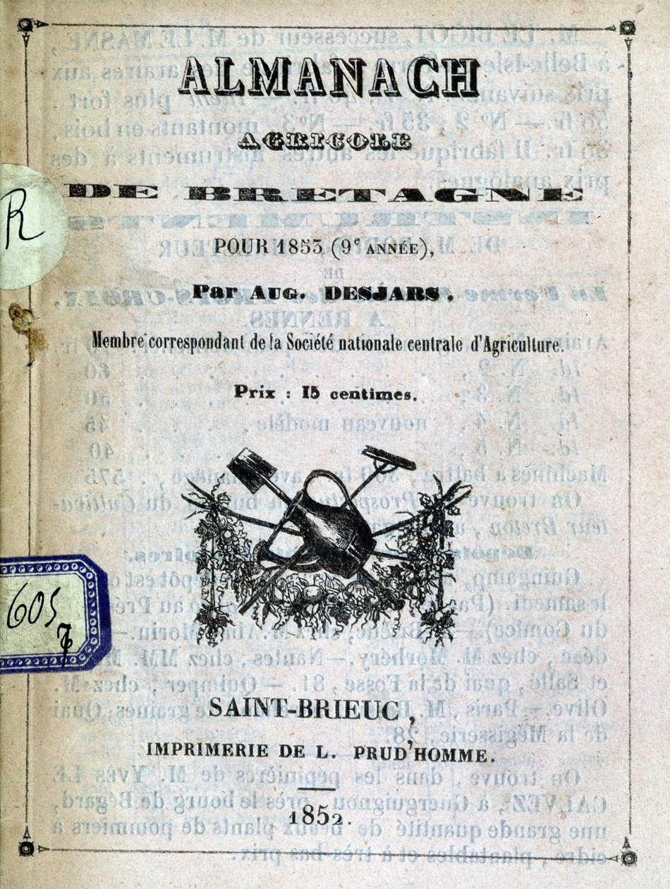 Omslag till almanackan Agricole de Bretagne av Anonymous Anonymous