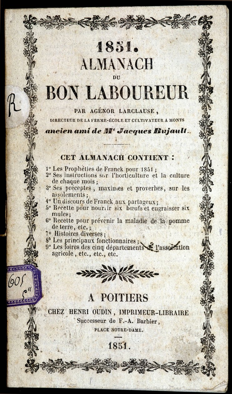 Omslag till Almanach du Bon Ploureur, av Agenor Larclause, Poitiers av Anonymous Anonymous