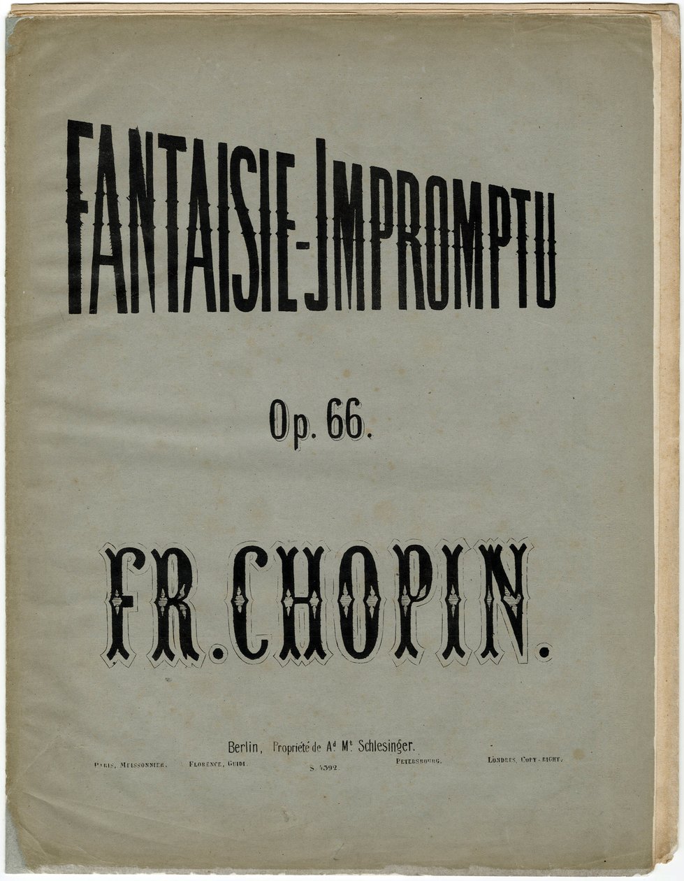 Försättsblad till den tyska upplagan av Fantaisie-Impromptu, Op. 66 - Frederic Chopin (1810-1849). Litografi, ca 1856. Privat samling av Anonymous Anonymous