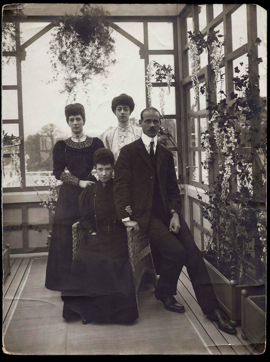 Dagmar de Danemark (1847-1928) - Michel Alexandrovitch de Russie (1878-1918) - Alexandra av Danmark (1844-1925) och prinsessan Victoria - Änkekejsarinnan Maria Fyodorovna (Feodorovna), storhertig Michael Alexandrovich, drottning Alexandra av Storbritannien av Anonymous Anonymous