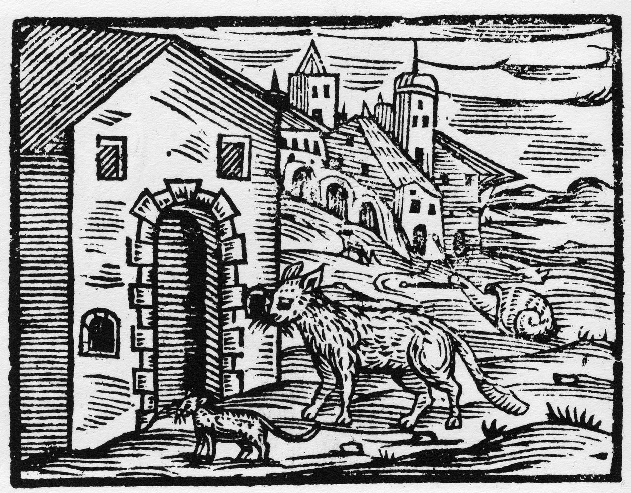 Djävulen och häxan förvandlas till varg och katt - "" Compendium Maleficarum"", handlar om häxor, deras ondska och deras sortileges av Francesco Maria Guazzo eller Guaccio eller Guaccius (15?? -16??) 1608 privatsamling av Anonymous Anonymous