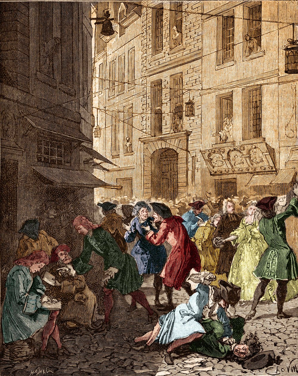 Ekonomiskt system: den spekulativa bubblan vid tiden för lagsystemet, agiotorerna i rue Quincampoix - Paris IV:e ardt. Quincampoix Street var vid tiden för John Laws system (1671 - 1729). "" Agagiotaget på Quincampoix Street (konkurs orsakad av Anonymous Anonymous