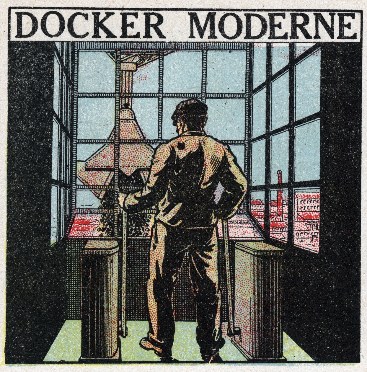 Elverktyg: modern hamnarbetare (1920-talet). Anonym illustration från 1925. Privat samling. av Anonymous Anonymous