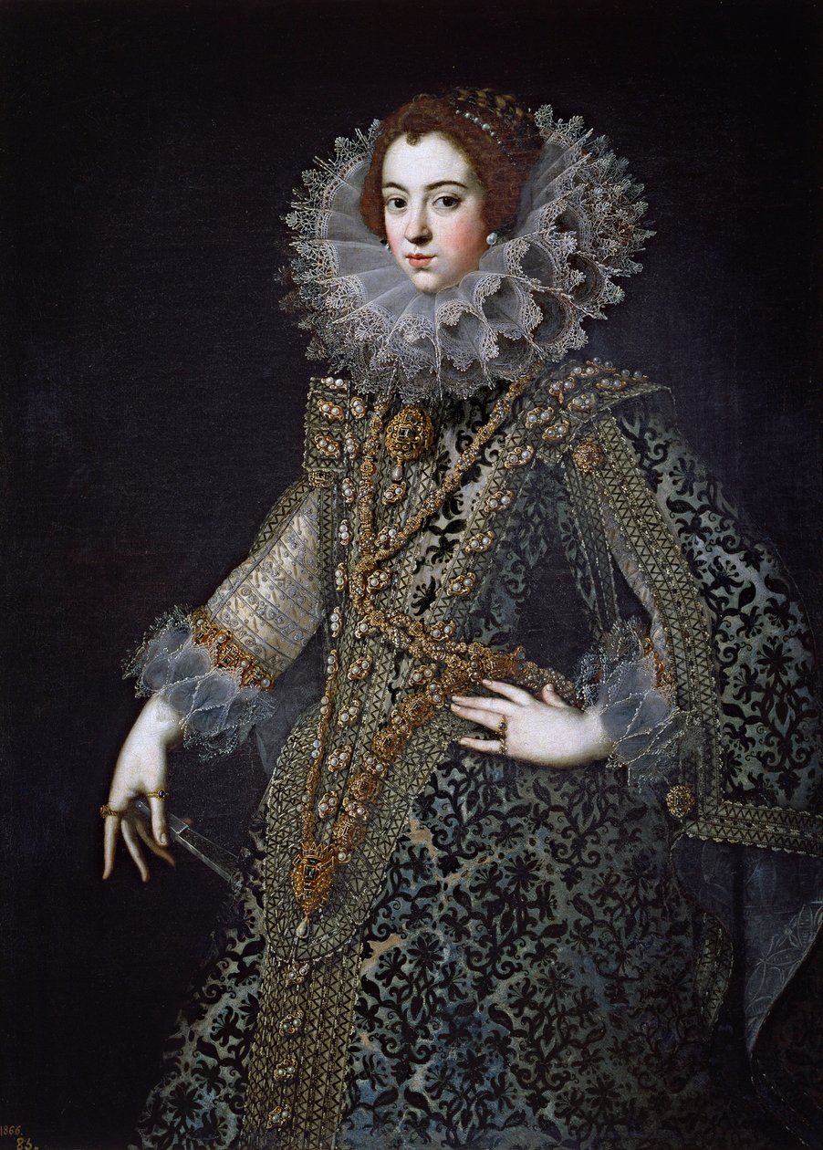 Elisabeth de France, även kallad Elisabeth de Bourbon - Porträtt av Elisabeth av Frankrike (1602-1644), Spaniens drottninggemål av Anonym, ca. 1620 - Olja på duk av Anonymous Anonymous