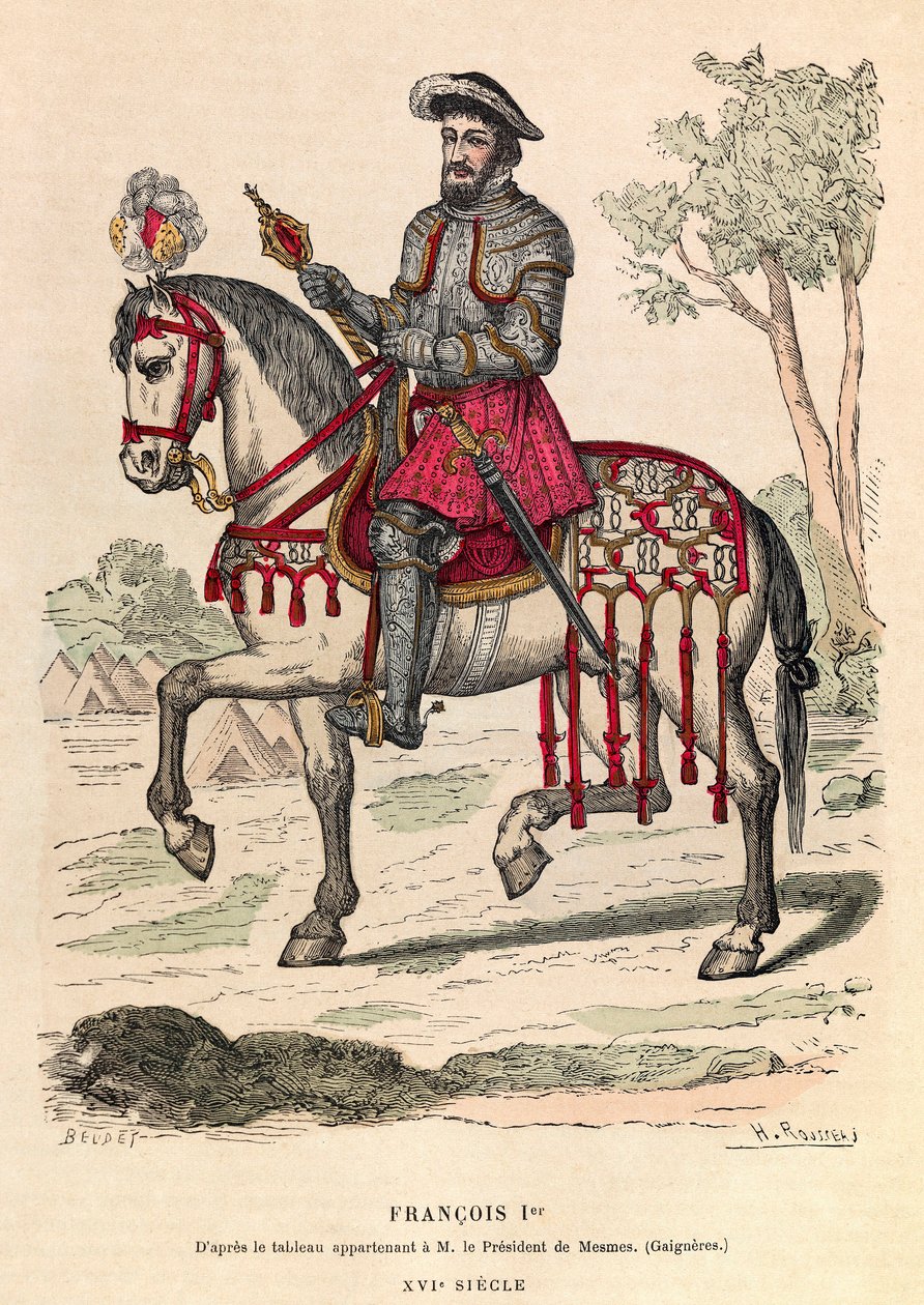 Ryttarporträtt av kung Francois I (1494 - 1547) - Ryttarporträtt av Frans I, kung av Frankrike (1494 - 1547) - privat samling av Anonymous Anonymous