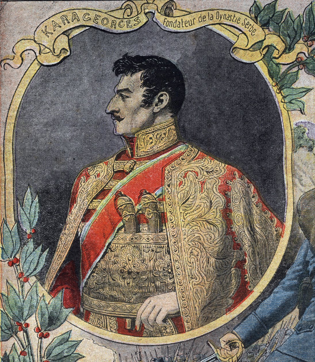 Första världskriget 1914-1918 (14-18): Porträtt av Georges Petrovic dit Karageorges (1752-1817), en serbisk statsman och grundare av Karadordevic-dynastin. Gravyr i "" Le Petite Journal"" av Anonymous Anonymous