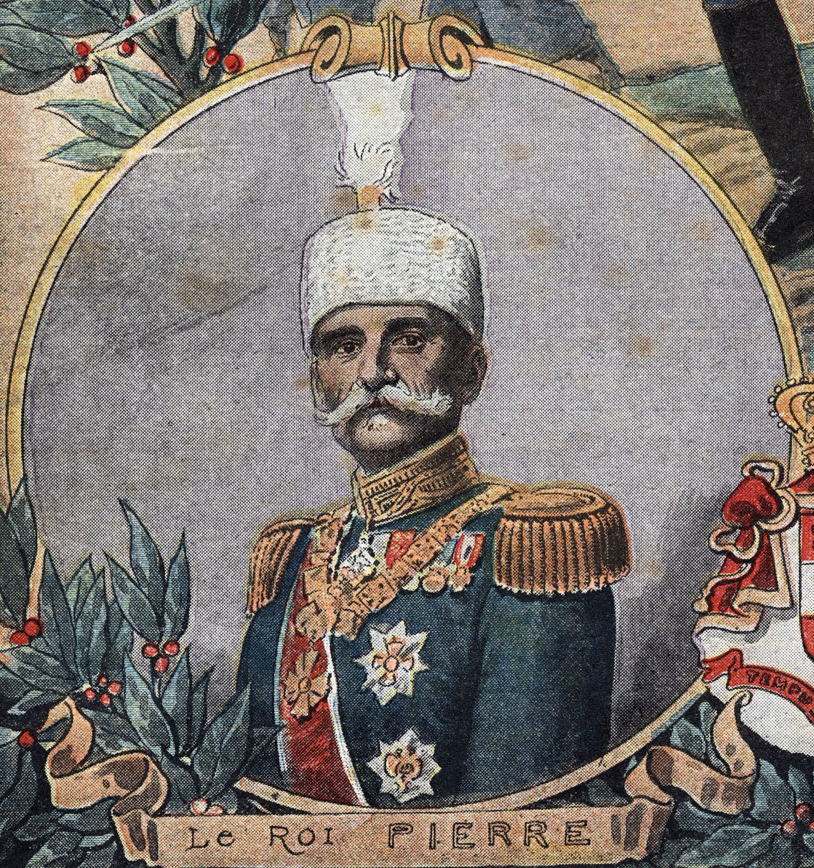 Första världskriget 1914-1918 (14-18): Porträtt av Peter I av Serbien (Peter Karadordevic eller Karageorgevich av Anonymous Anonymous