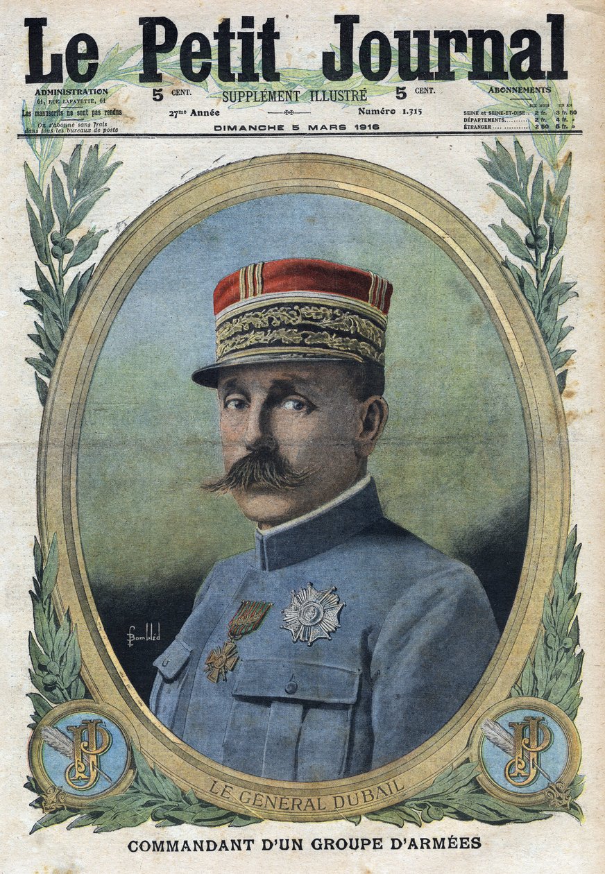 Första världskriget 1914-1918 (kriget 14-18). Porträtt av general Auguste Dubail (1851-1934). I "" Le Petite Journal"", den 5/03/1916. Privat samling av Anonymous Anonymous
