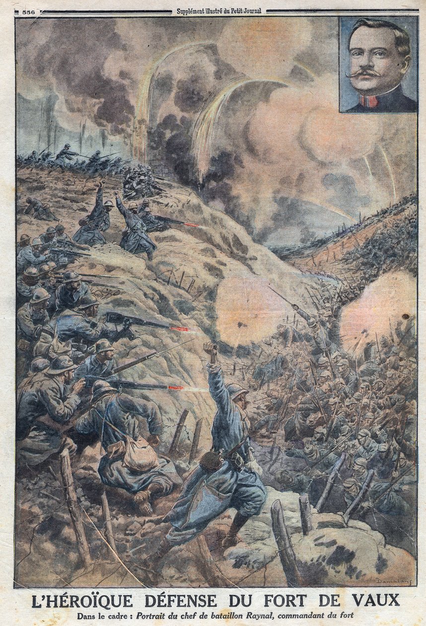 Första världskriget 1914-1918 (kriget 14-18). Det heroiska försvaret av Fort de Vaux med dess bataljonsledare Sylvain Eugene Raynal (1867-1939). I "" Le Petite Journal" av Anonymous Anonymous