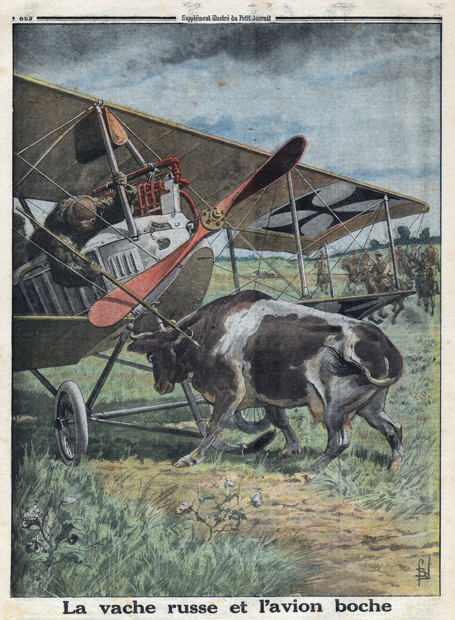 Första världskriget 1914-1918 (kriget 14-18). ko i Ryssland som hindrar ett tyskt arméflygplan från att kylas av. I "" Le Petite Journal"", den 22/10/1916. Privat samling av Anonymous Anonymous