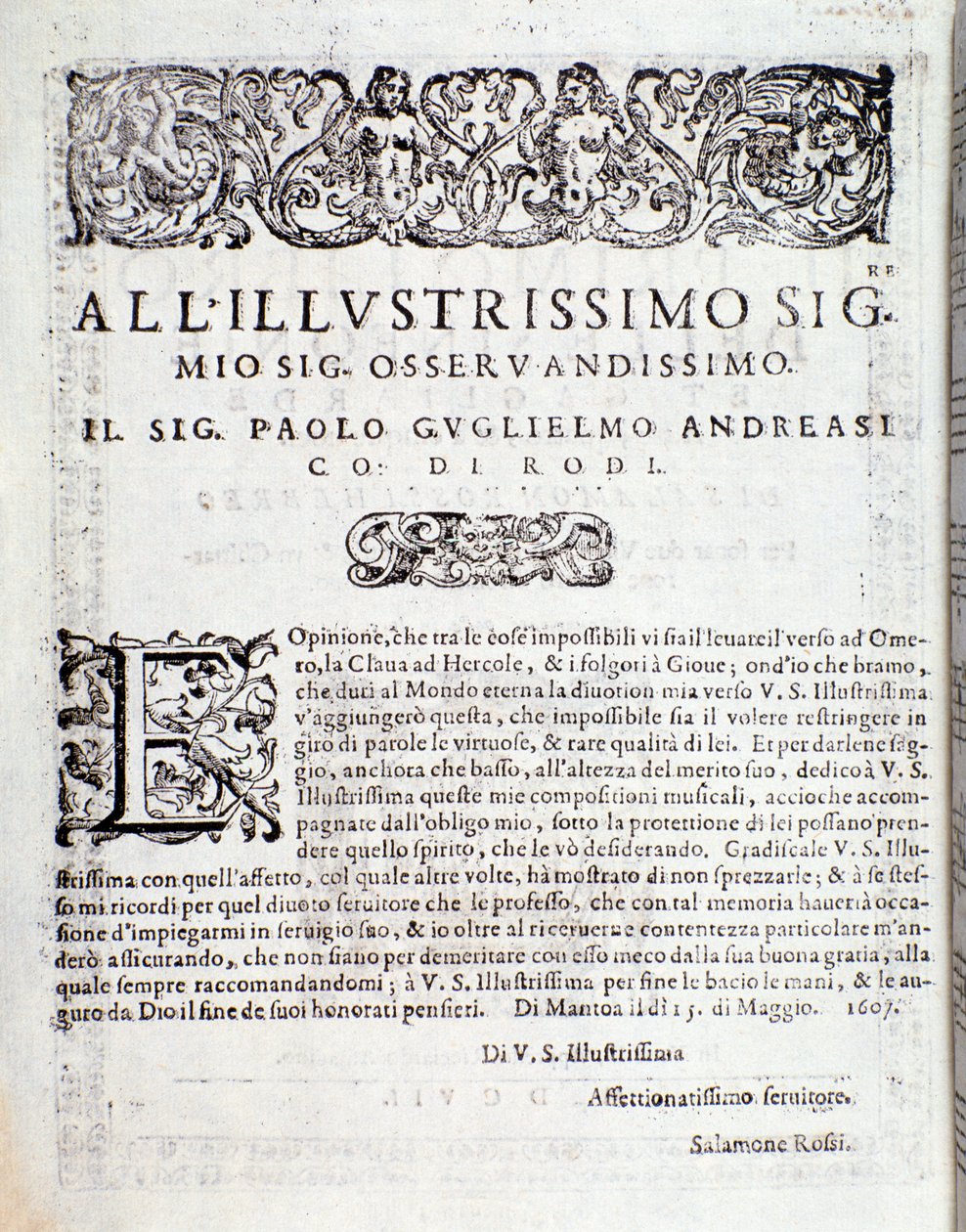 Första sidan av Första boken om symfonier och krafter, av Salomone Rossi av Anonymous Anonymous