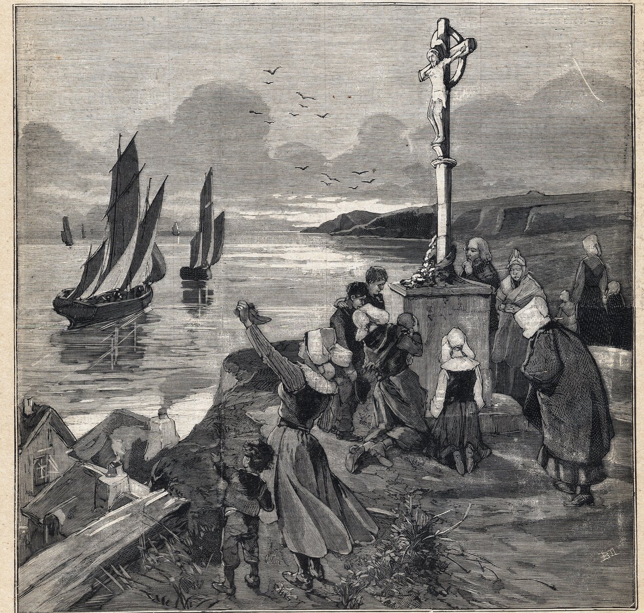 Fiske på Island: fiskarna lämnar Bretagne. Gravyr i "" Le Petit Parisien"" den 12/03/1893. av Anonymous Anonymous