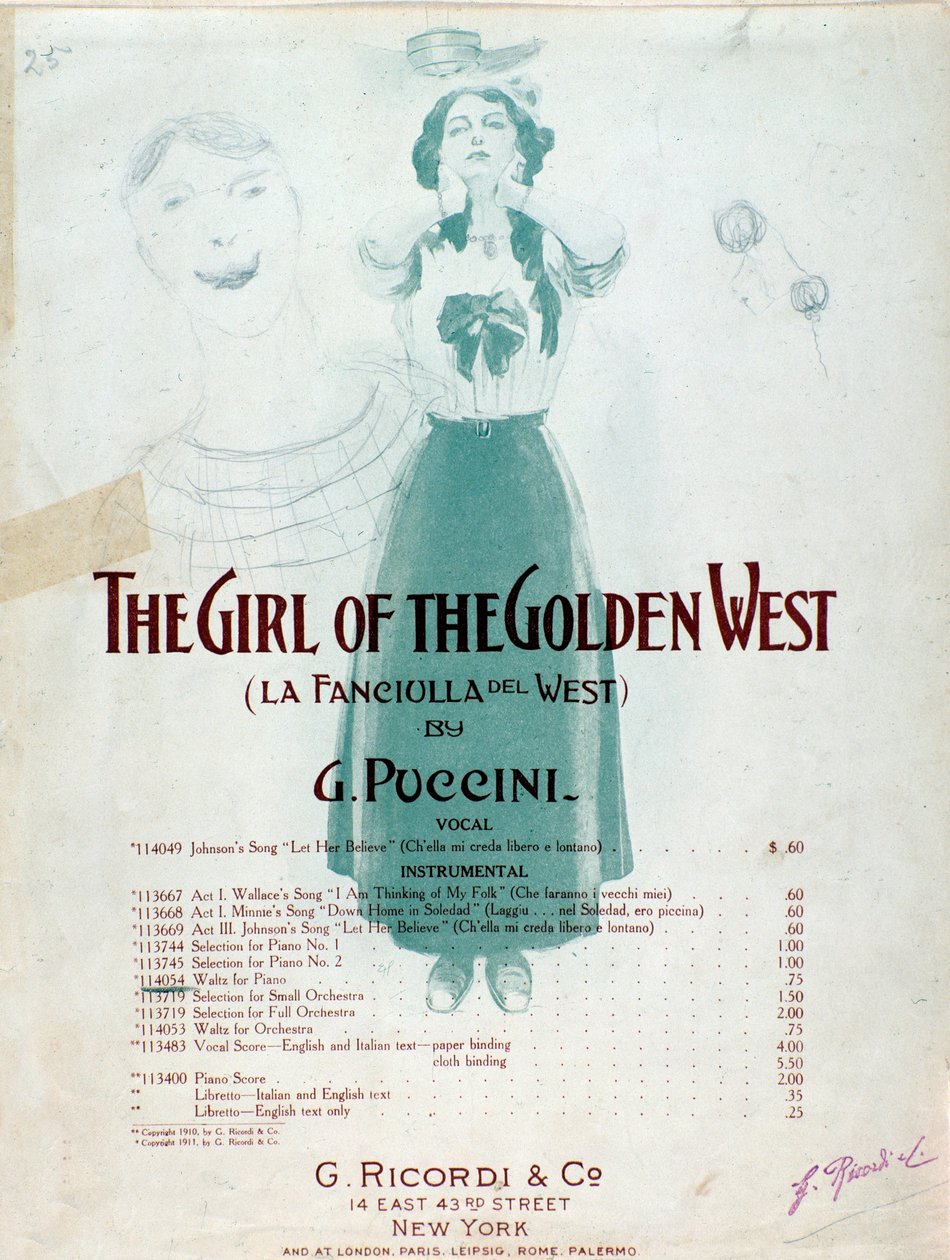 Frontispice av musikmusiken till The Girl of the West av Puccini av Anonymous Anonymous