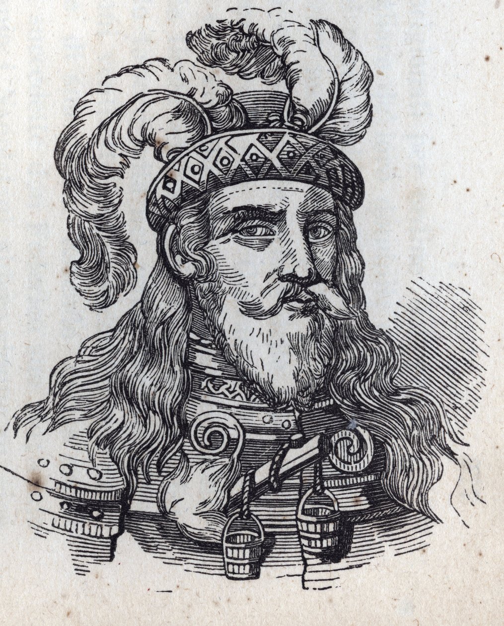 Galeazzo enligt Visconti - Porträtt av Galeas II Visconti - Galeazzo II Visconti - 1320-1378 -gravyr - av Anonymous Anonymous