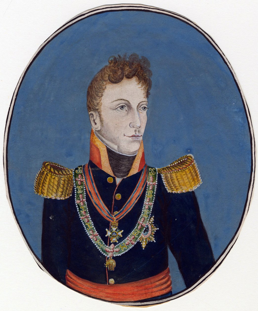 Gebhard Leberecht von Bluecher (Blucher) (1742-1819) prins de Wahlstatt et general prussien - Anonym - ca. 1800 - Akvarell på papper - 17,4x14,2 - Privat samling av Anonymous Anonymous