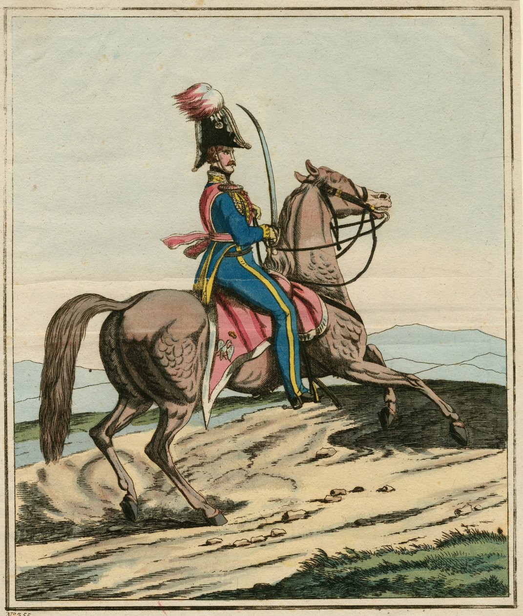 General Jozef Dwernicki (1779-1857), polsk general som deltog i novemberupproret eller polsk-ryska kriget 1830-1831 - Anonym - 1831 - Etsning, akvarell - 33,7x26,3 - Privat samling av Anonymous Anonymous