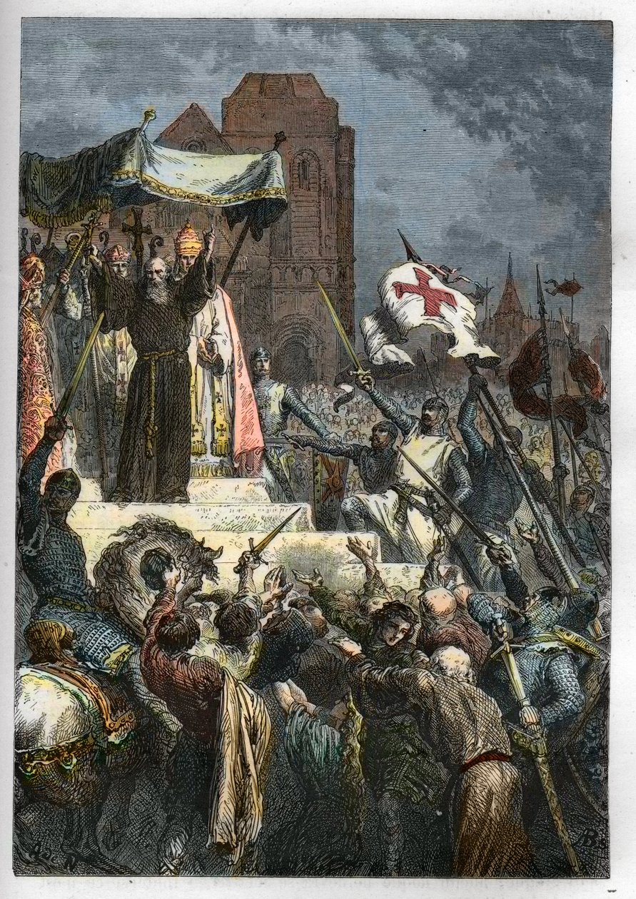 Gud vill ha det: vid konciliet i Clermont (idag Clermont Ferrand (Clermont-Ferrand), Auvergne), predikade Eremiten Peter (1050-1115) det första korståget inför påven Urban II av Anonymous Anonymous