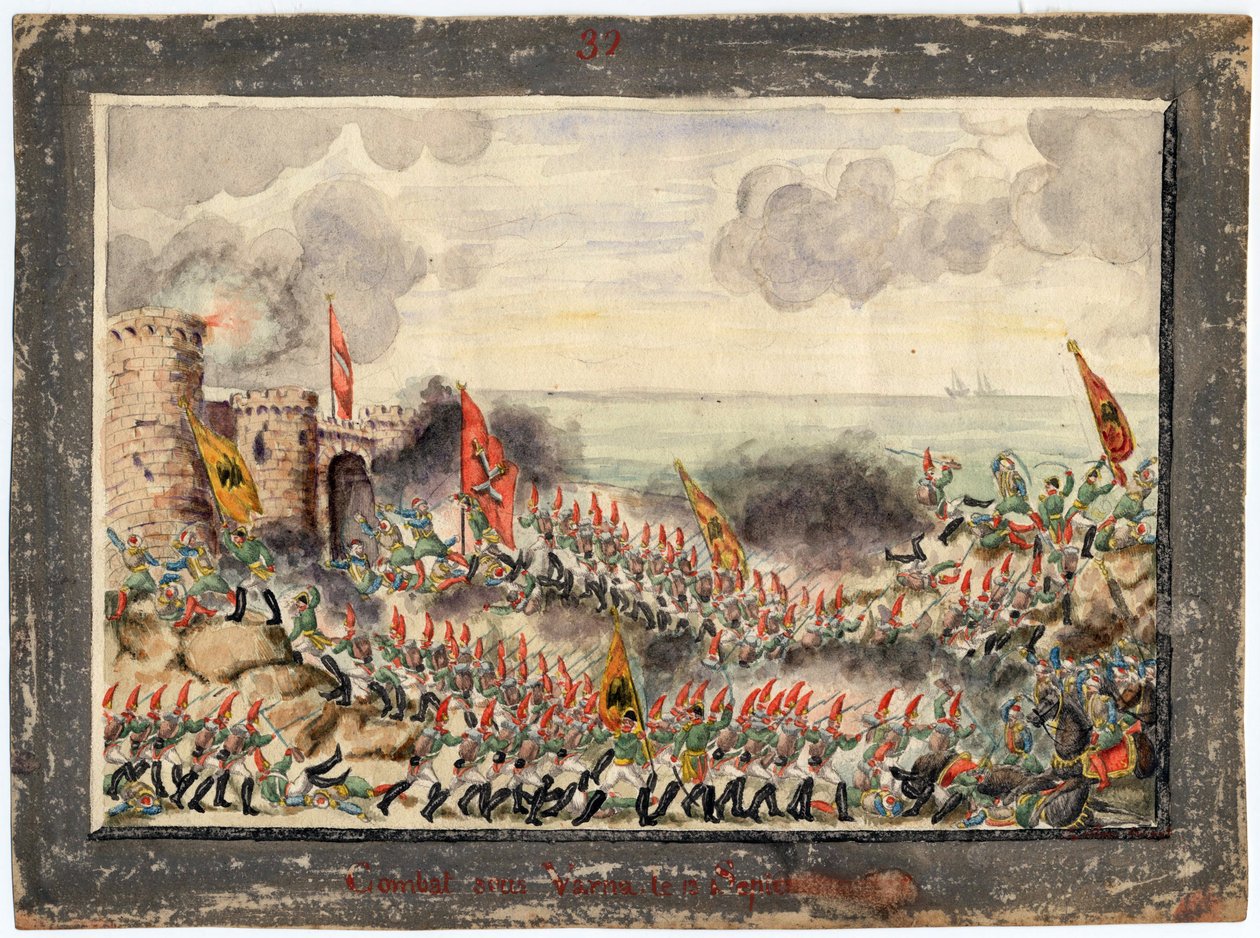 Guerre russo-turque de 1828-1829 Belägringen av Varna i september 1828 - Anonym - 1829 - Akvarell på papper - 21x29,3 - Privat samling av Anonymous Anonymous