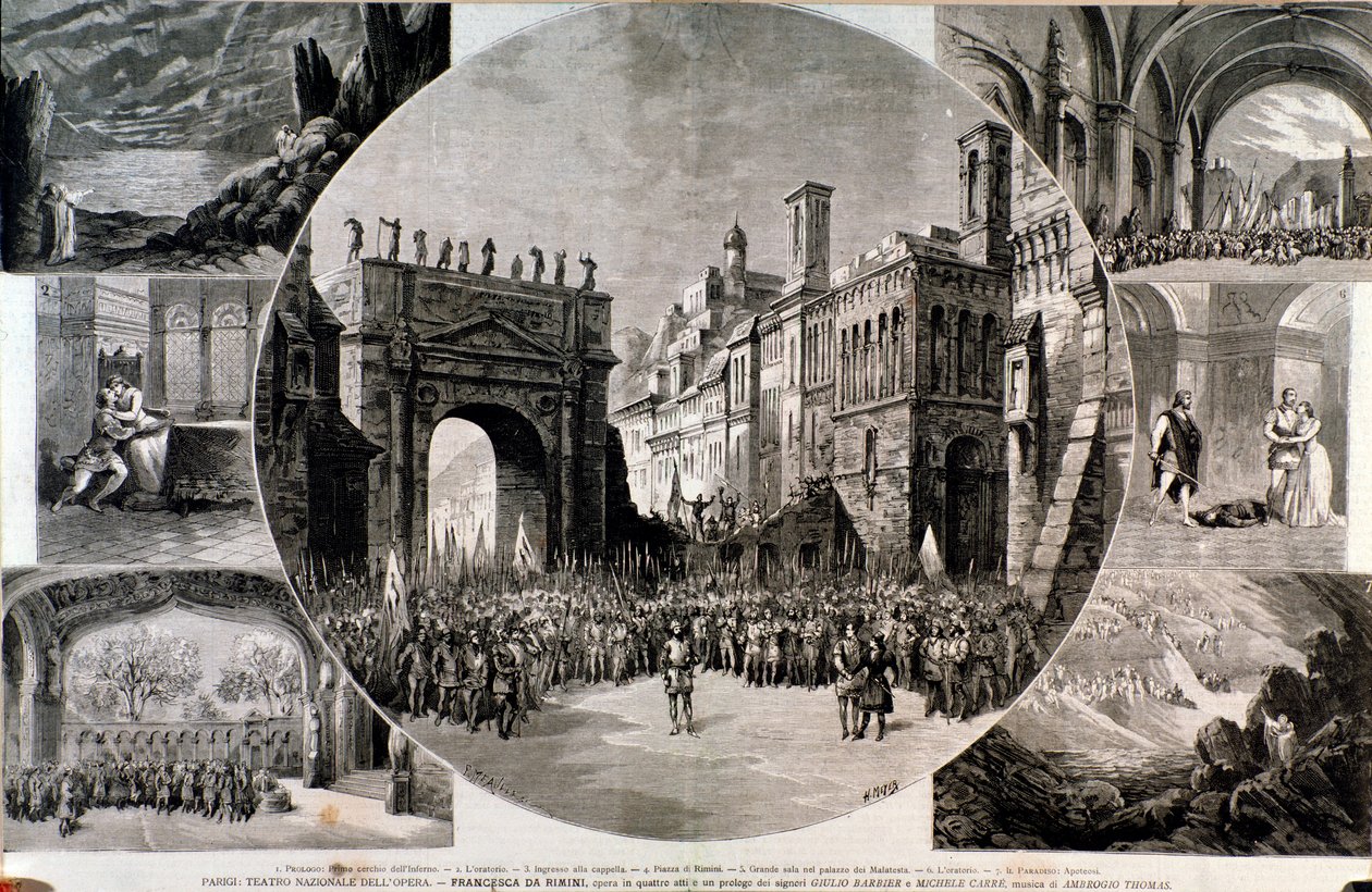 Illustration för Francesca da Rimini, verk av Ambroise Thomas av Anonymous Anonymous