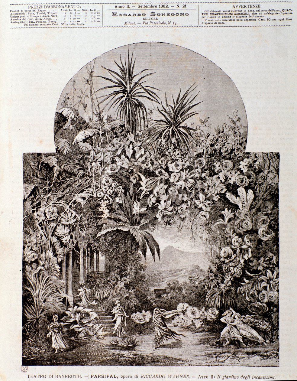 Illustration till operan Parsifal av Wagner, representerad 1882 på teatern i Bayreuth av Anonymous Anonymous