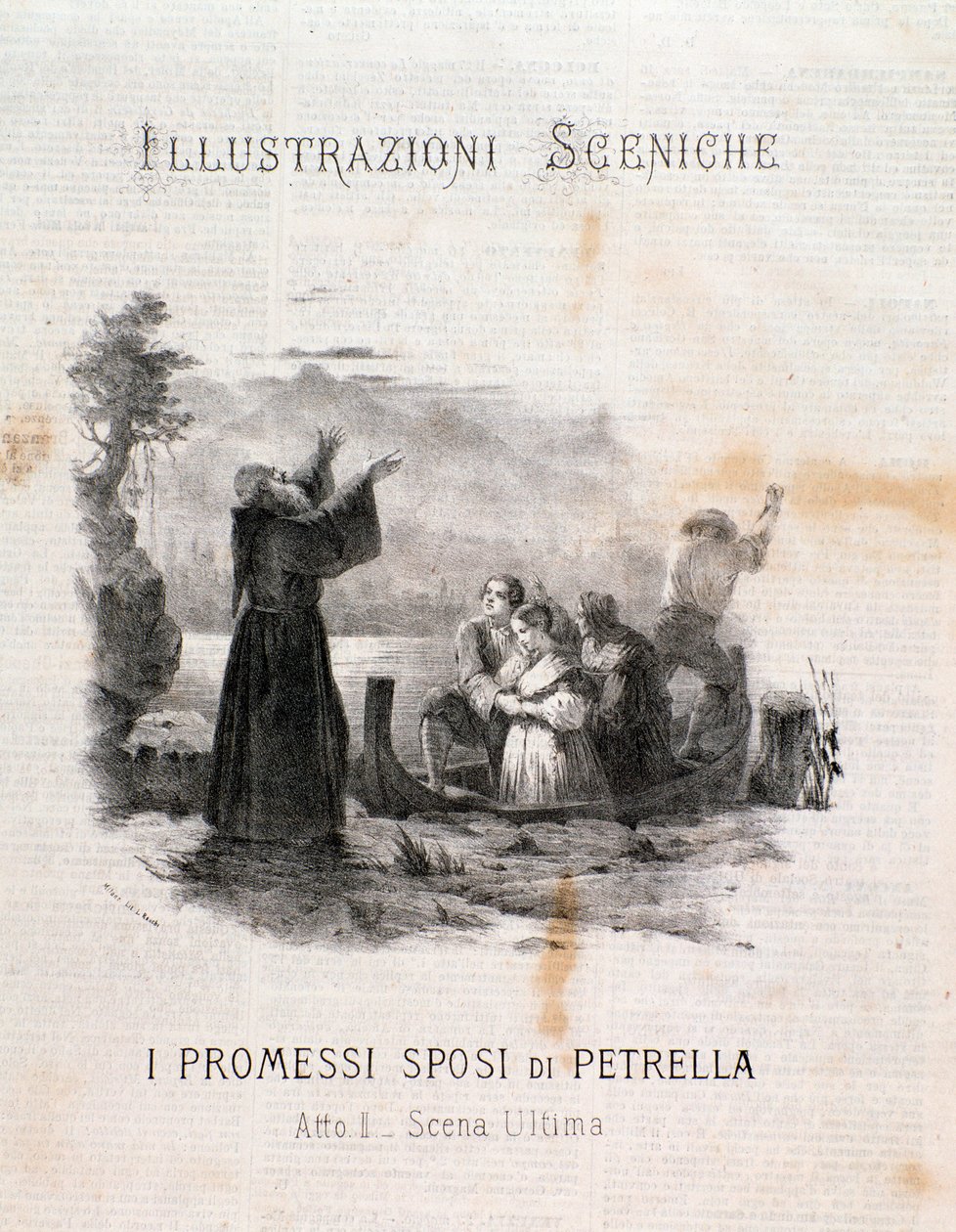 Illustration av de trolovade efter Manzoni av Errico Petrella av Anonymous Anonymous