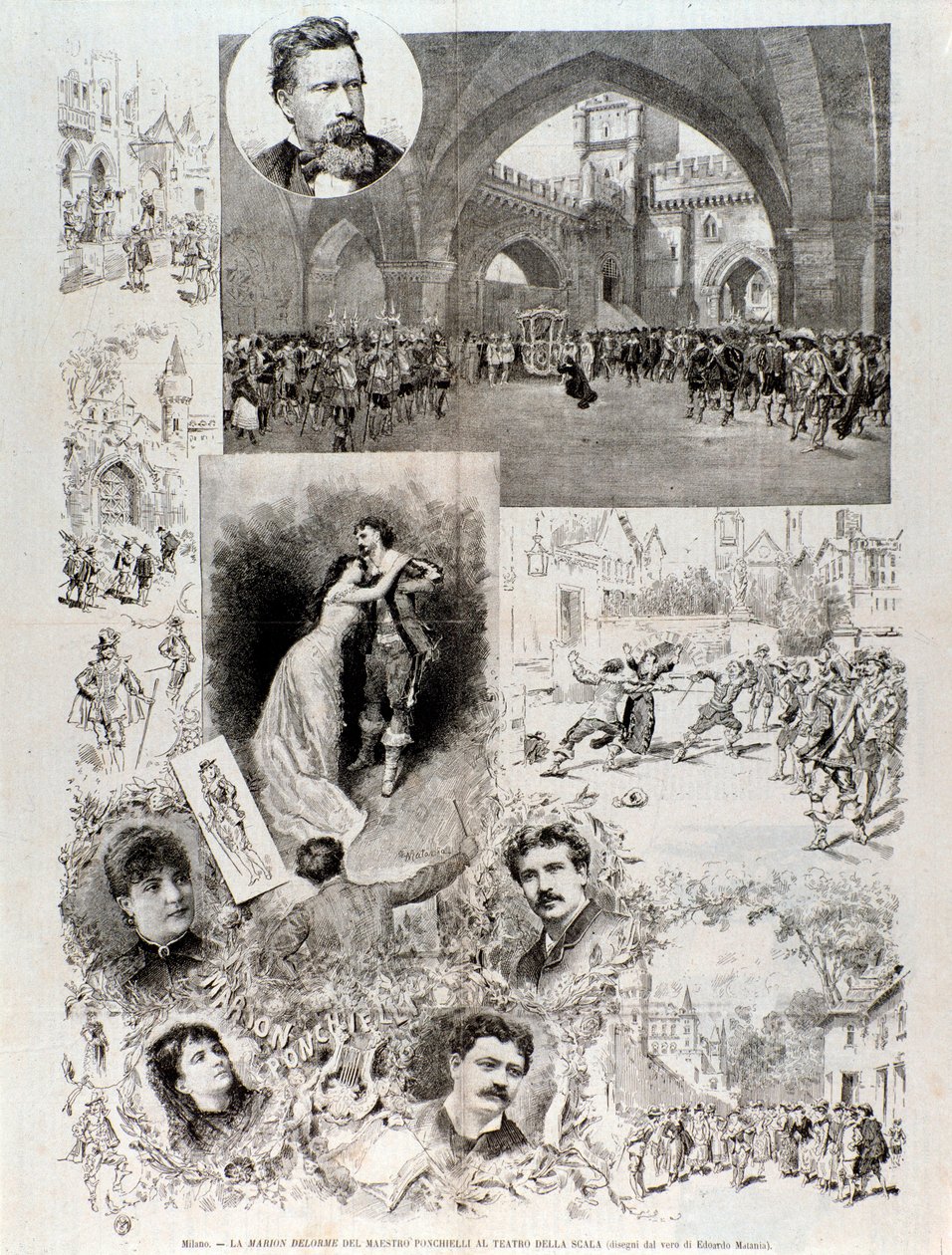 Illustrationer till Marion Delorme, opera av Ponchielli, på teatro alla Scala av Anonymous Anonymous