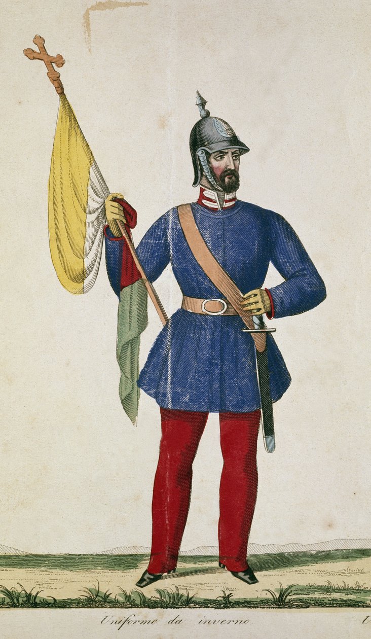 Italienska nationalgardet: vinteruniform (gravyr av Anonymous Anonymous