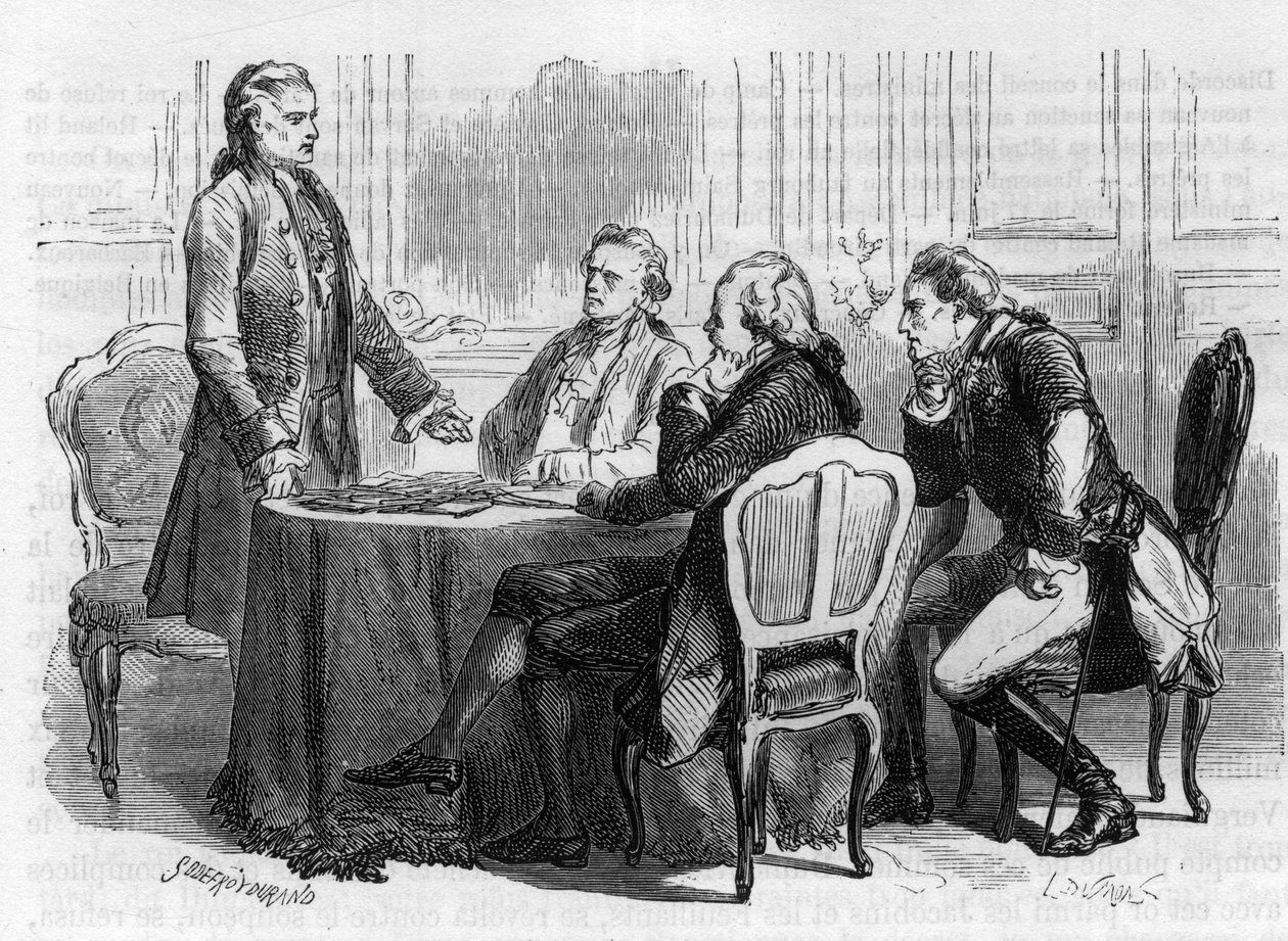 Jacques Mallet du Pan 1749-1800 - schweizisk journalist och politisk propagandist vid Frankfurtkonferensen - 1792 lämnade han Paris för Tyskland, anklagad av Ludvig XVI för ett uppdrag till sina bröder och de suveräna som samlade sig mot Frankrike - Gravyr av Anonymous Anonymous