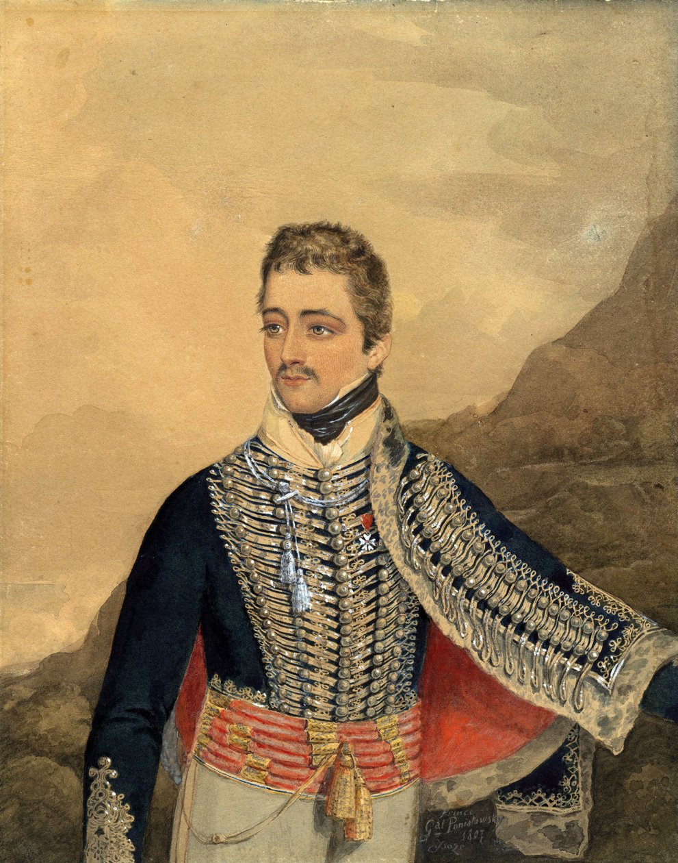 Jozef Antoni Poniatowski (1763-1813) - Prins Jozef Poniatowski - Anonym - 1807 - Akvarell, Gouache på papper - 26,5x21 - Privat samling av Anonymous Anonymous