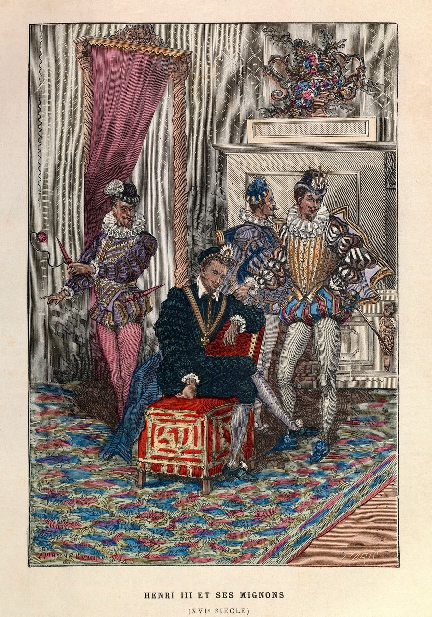 Kung Henrik III (1551 - 1589) och hans Mignon - kung Henrik III av Frankrike och hans favoriter 1500-talet - privat samling av Anonymous Anonymous
