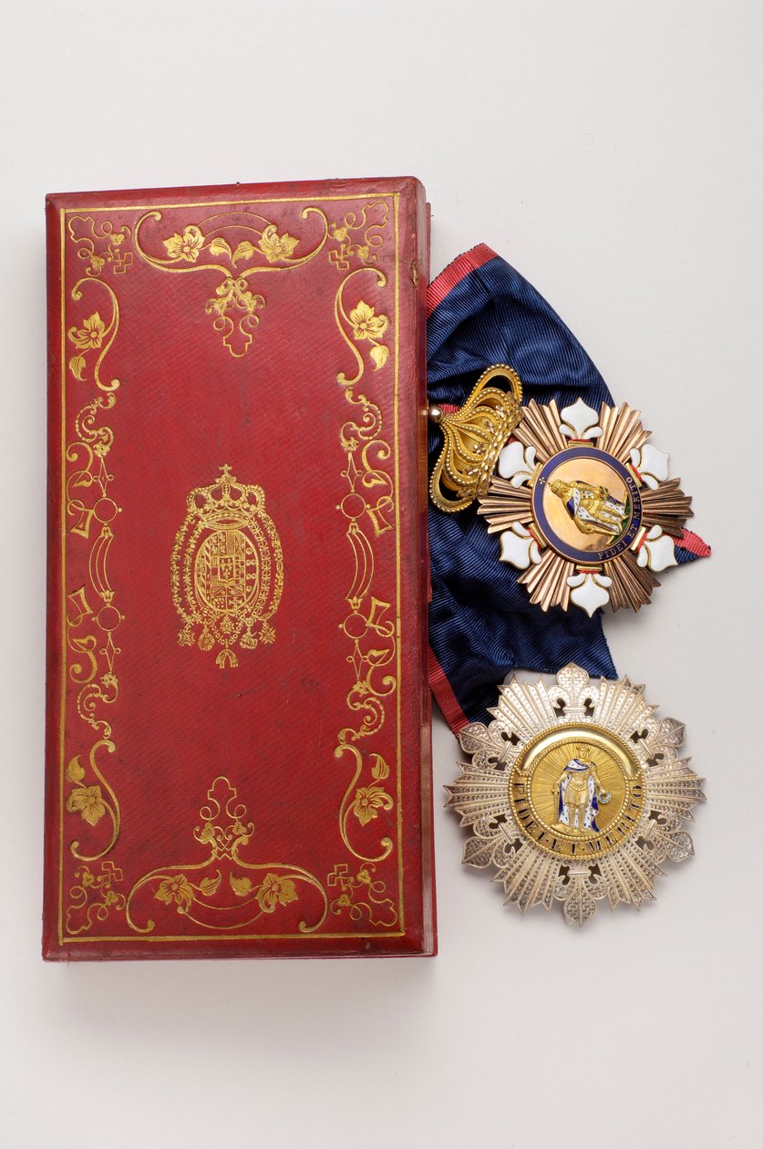 Kingdom of the Two Sicilies (Två Sicilier) - Saint Ferdinand och Merite-orden: märken på ett riddarstorkors tillhörande en medlem av Storhertighuset i Baden - Mitten av XIX-talet - Guld, silver och emaljer; vapenlåda av Kingdom of the Two Sicil av Anonymous Anonymous